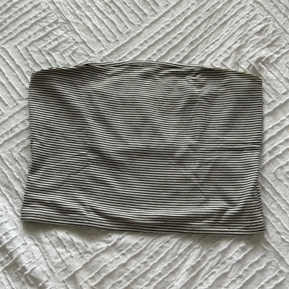 black and white striped tube top
